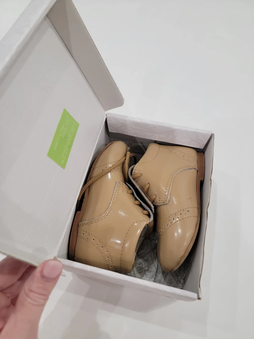 Patent Camel Brogue Lace Up Shoes Size EU 24